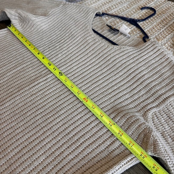 Liz Sport Petite Linen Blend Sweater‎ Oversized BOHO Knit Beachy Beige PS - Picture 7 of 7